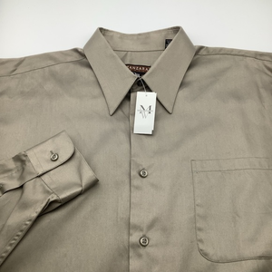 Zanzara‎ Mens Long Sleeve Button Up Collared Shirt Tan Sz 16.5 x 34/35 NWT.